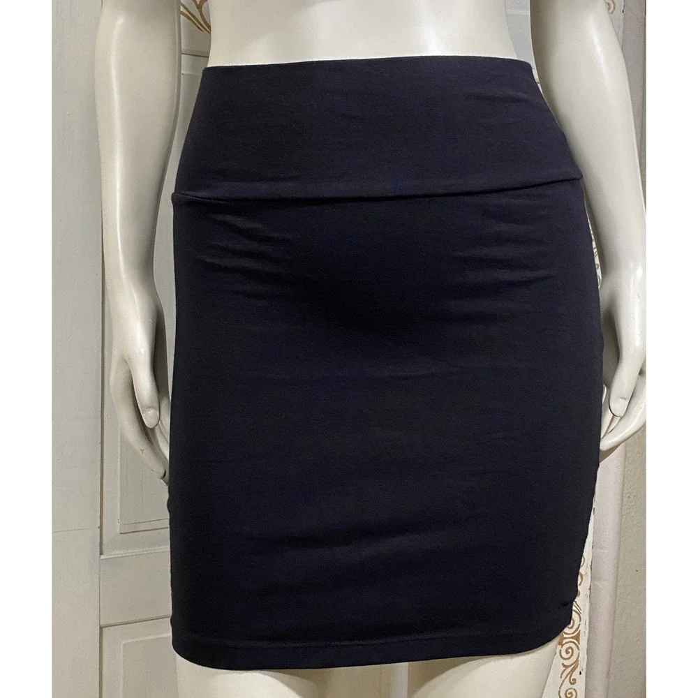 Charlotte Russe‎ Black Cotton Blend Mini Skirt Small High Waist Bodycon Jersey